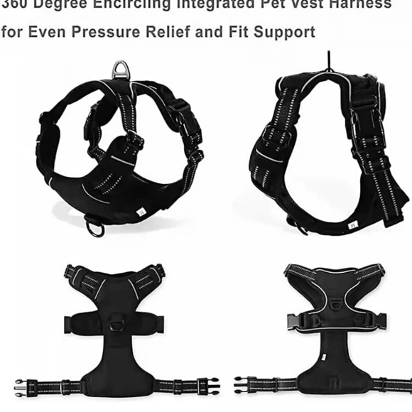 NIP Black Dog Harness Medium With 2 leash clips - Picture 3 of 15